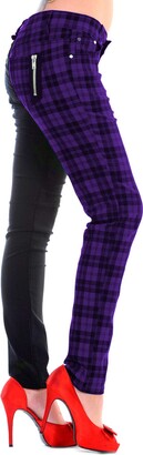 Womens Purple Banned Half Tartan Plaid Check Emo Punk Split Leg Skinny  Trousers - (S/28"/UK 10) - ShopStyle