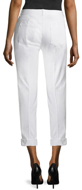 St. John Cotton Rolled Cuff Cropped Pant