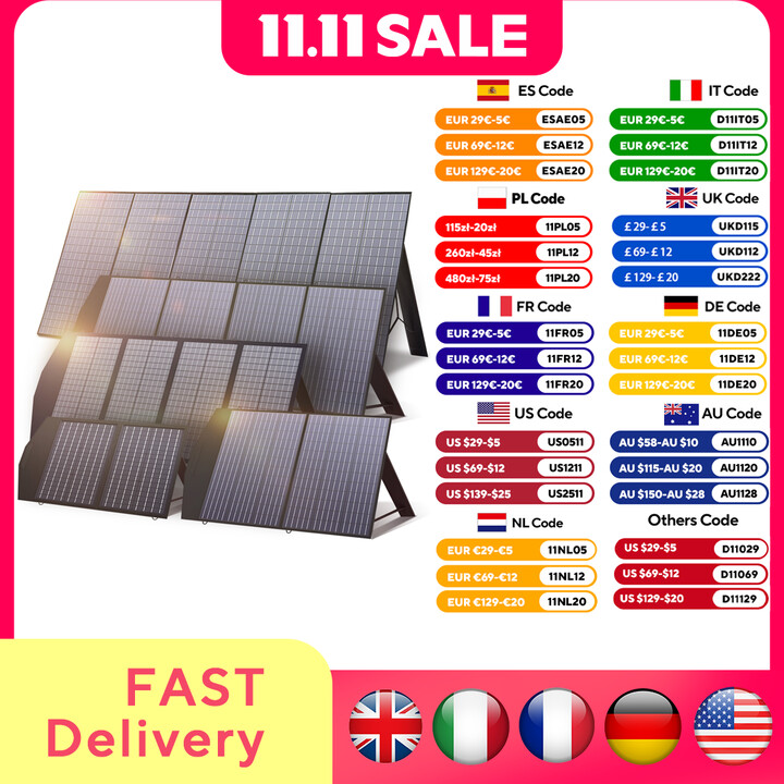 ALLPOWERS 400W / 200W / 140W / 100W / 60W Solar Charger，Portable Waterproof Foldable Solar Panel for Camping RV Garden Roof