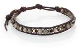 Thumbnail for your product : Chan Luu Pyrite, Crystal, Sterling Silver & Leather Beaded Wrap Bracelet
