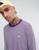 Thumbnail for your product : Obey Apex Long Sleeve Striped T-Shirt With Small Logo In Purple