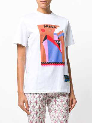 Prada logo boat-print T-shirt