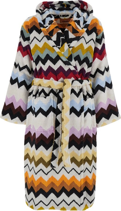 Missoni Home Zig-Zag Pattern Hooded Bathrobe