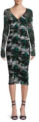 Diane von Furstenberg Mesh Overlay Midi Dress