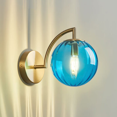 Ebern Designs Modern Glass Wall Sconces Indoor Nordic Striped Mini Wall Lamp Wall Light for Living Room Bedroom Bedside Hallway