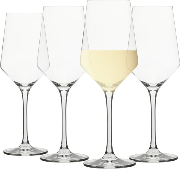 Sur La Table Kitchen Essentials Vino Breeze Crystal Clear 14 OZ 4 Pack All Purpose White Wine Glass With Modern Curve Silhouette
