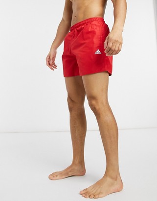 adidas Badge Of Sport Logo Swim Shorts In Red - ShopStyle