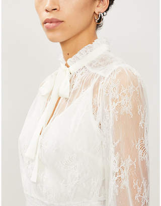 Maje Lani frilled-collar floral lace top