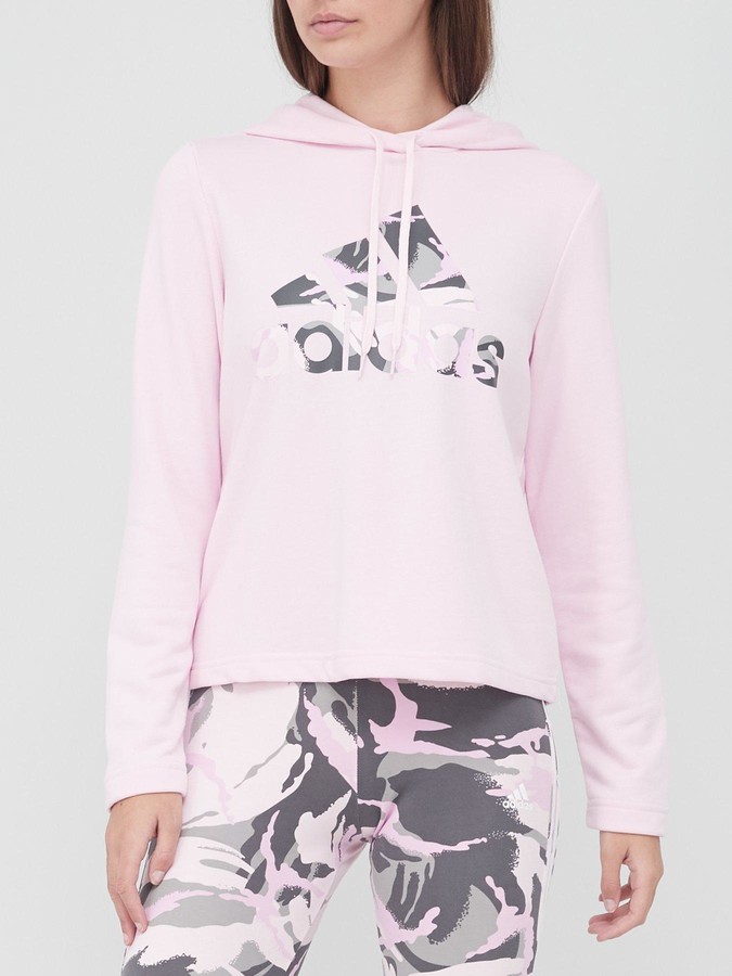 adidas Camo Pullover Hoodie Pink - ShopStyle