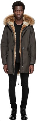 Mackage Moritz Twill Parka With Fur Lined Hood In Olive