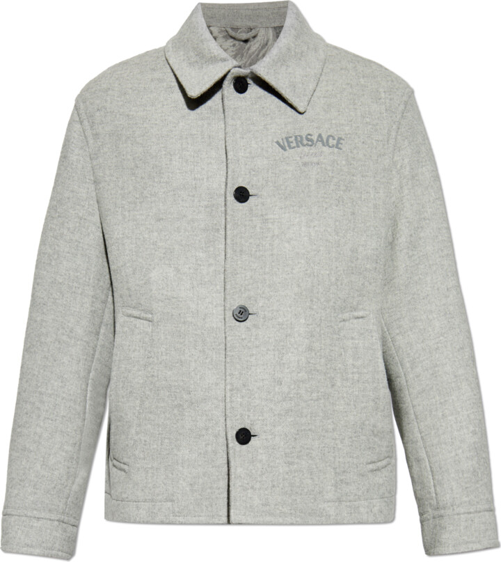 Versace Barocco Jacquard Cotton Gabardine Trench Coat