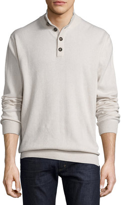 Luciano Barbera Cashmere Button-Collar Sweater, Ivory