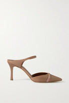 Thumbnail for your product : Malone Souliers Uma 80 Patent-trimmed Leather Mules - Neutral - IT36.5