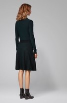 Thumbnail for your product : HUGO BOSS Long-sleeved dress in two-tone knitted jacquard