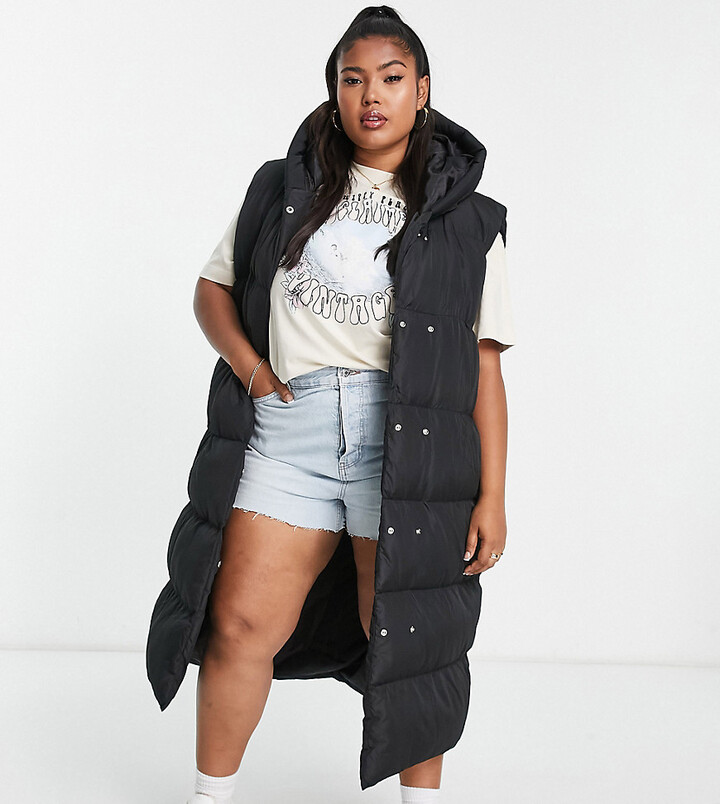 Threadbare Curve Threadbare Plus Lapis oversized longline padded gilet