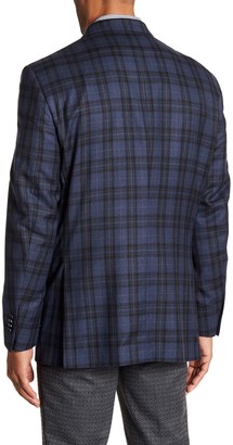 Peter Millar Blue Check Notch Collar Two Button Classic Fit Wool Sports Coat