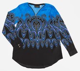 Thumbnail for your product : Bob Mackie Paisley Print Woven Blouse with Zipper Neck Detail
