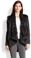 Thumbnail for your product : Haute Hippie Detachable Knit-Sleeved Rabbit Fur Jacket