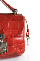 Thumbnail for your product : Furla Red Crocodile Embossed Leather Silver Tone Mini Flap Satchel Handbag