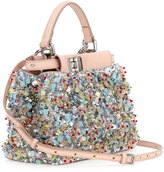 Thumbnail for your product : Fendi Peekaboo Mini Beaded Flower Satchel Bag, Blue/Pink/Multi
