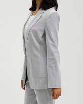 Thumbnail for your product : David Lawrence Women's Grey Blazers - Albina Relaxed Striped Blazer - Size One Size, 16 at The Iconic