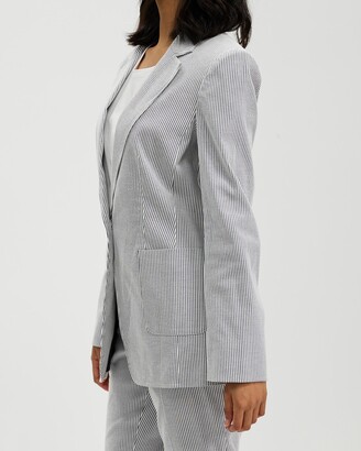 David Lawrence Women's Grey Blazers - Albina Relaxed Striped Blazer - Size One Size, 16 at The Iconic