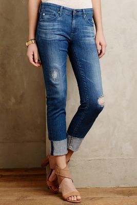 AG Jeans Stevie Slim Straight Cuffed Jeans Chamber Mend Wash 32 Denim