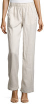 Thumbnail for your product : Neiman Marcus Elastic-Waist Wide-Leg Linen Pants, Ocean Sand