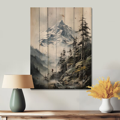 Loon Peak Green White Mountains Majestic Winter Peaks On Wood Print