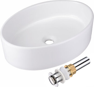 Aquaterior White Oval Vessel Bathroom Sink
