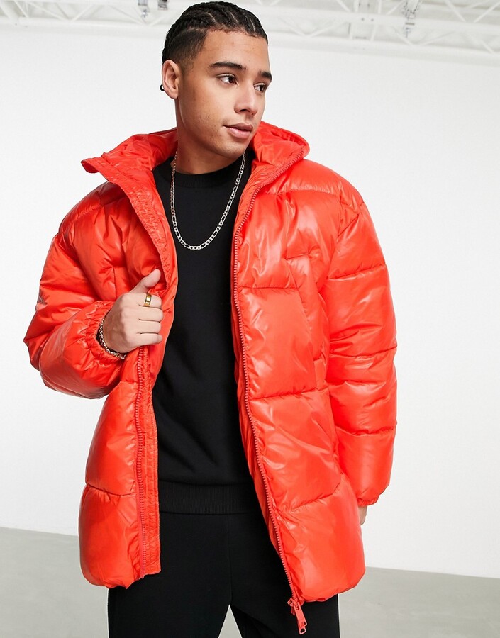 Weekday ruben oversized puffer jacket in red - ShopStyle