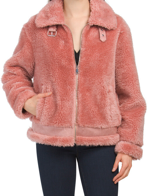 pink shearling jacket