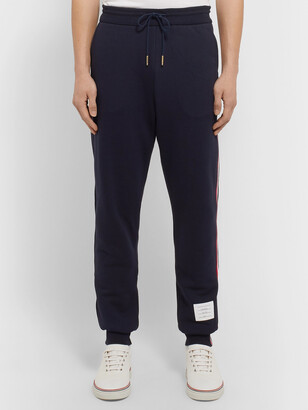 Thom Browne Tapered Grosgrain-Trimmed Loopback Cotton-Jersey Sweatpants