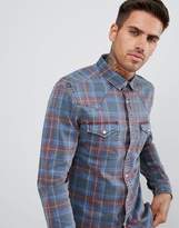 Thumbnail for your product : ASOS Design DESIGN skinny denim check shirt western in blue