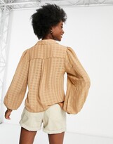 Thumbnail for your product : Vila gathered cuff shirt in camel