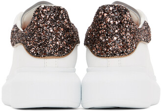Alexander McQueen SSENSE Exclusive White & Pink Glitter Oversized Sneakers