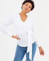 Thumbnail for your product : Warehouse Long Sleeve Wrap Top