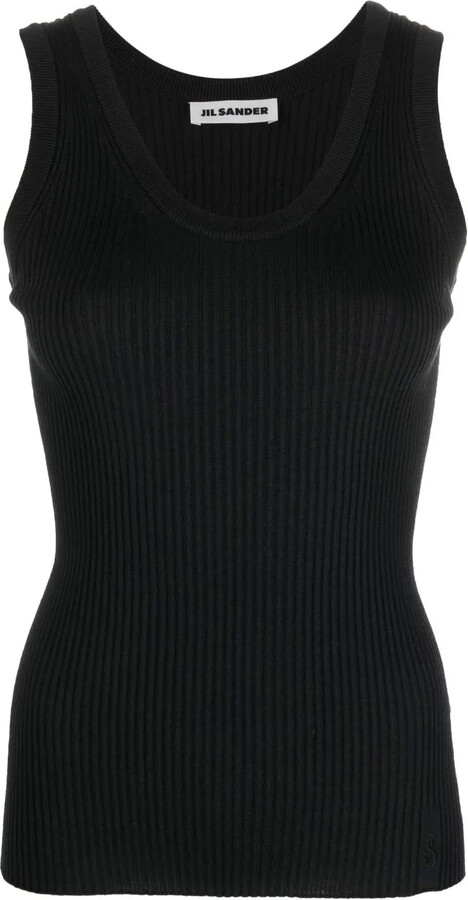 Jil Sander Logo-Embroidered Ribbed Top