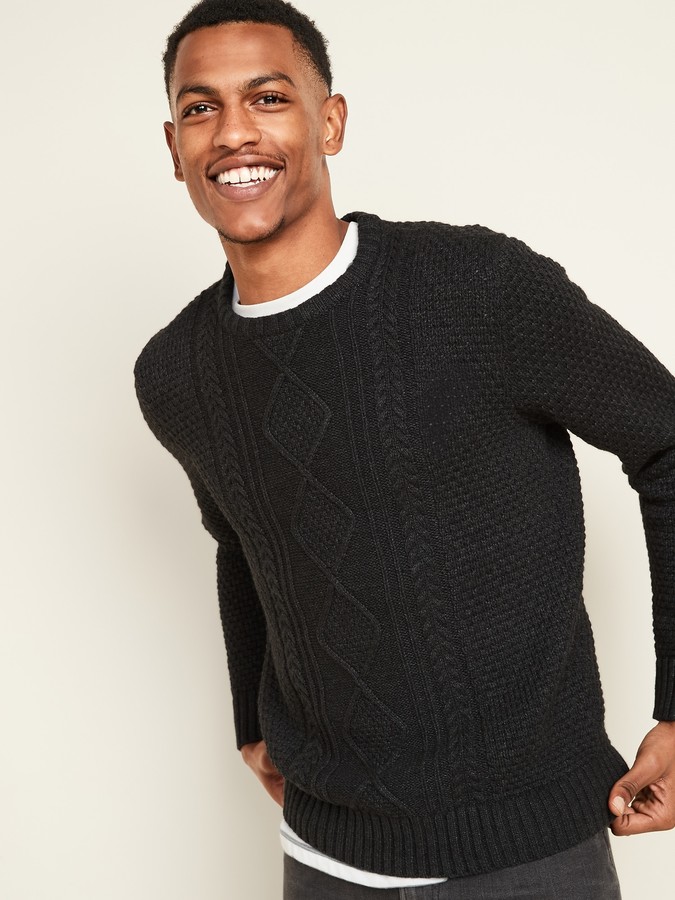 Old Navy Textured Cable-Knit Crew-Neck Sweater for Men - ShopStyle