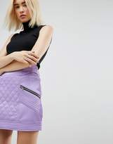 Thumbnail for your product : ASOS DESIGN Leather Look Puffer Mini Skirt with Quilting Detail