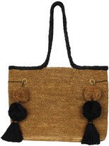 Thumbnail for your product : Maraina London Erina Brown Raffia Tote Bag With Pompom Tassels