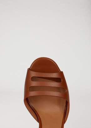 Emporio Armani Leather Sandals With Hourglass Heel
