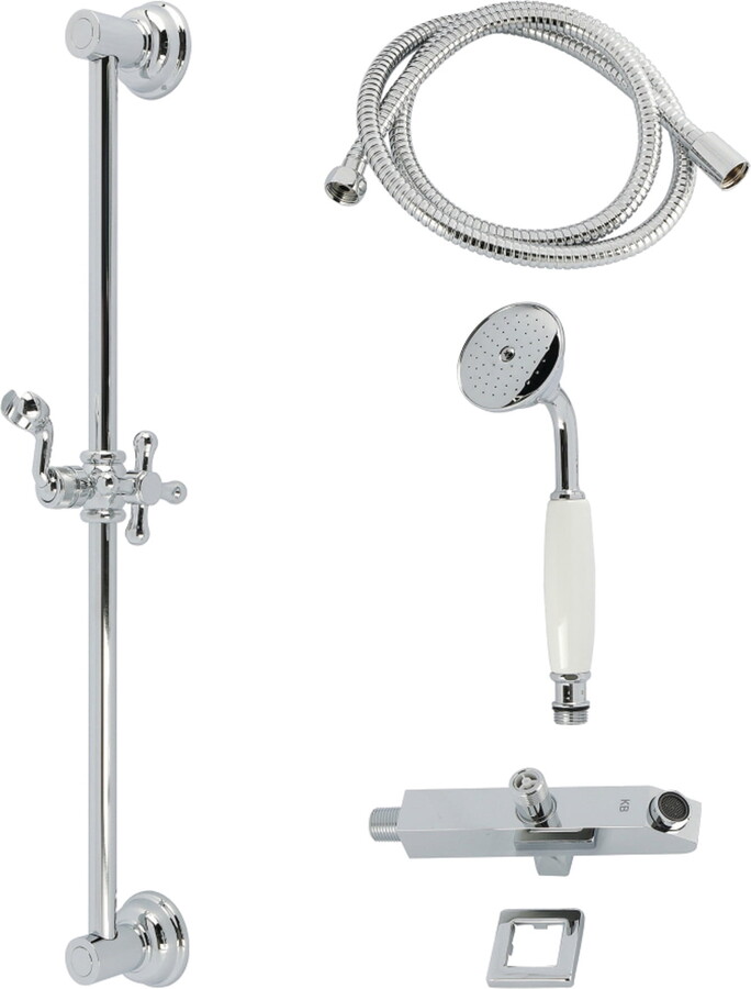 Kingston Brass KCK3521W1 Made to Match Shower System with Slide/Grab Bar and Hand Shower, Polished Chrome