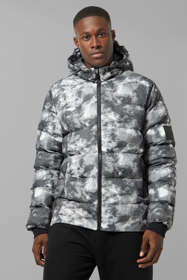boohoo Mens Black Man Active Camo Puffer Jacket ShopStyle