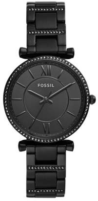 Fossil Carlie Three-Hand Black Stainless Steel Watch jewelry
