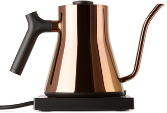 Kook Stovetop Gooseneck Kettle with Thermometer, 3 Ply Stainless Steel  Base, 27 oz, Copper
