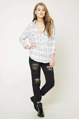 Forever 21 Hooded Plaid Flannel Shirt