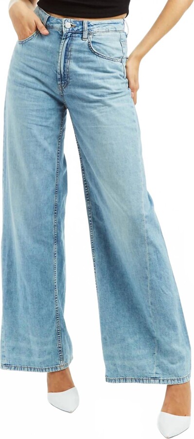 Tractr Women's Wide Leg Outseam Jeans In Medium Light