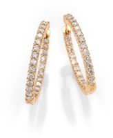 Thumbnail for your product : Roberto Coin Diamond & 18K Rose Gold Hoop Earrings/0.8"