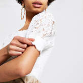 Thumbnail for your product : River Island White lace puff sleeve top